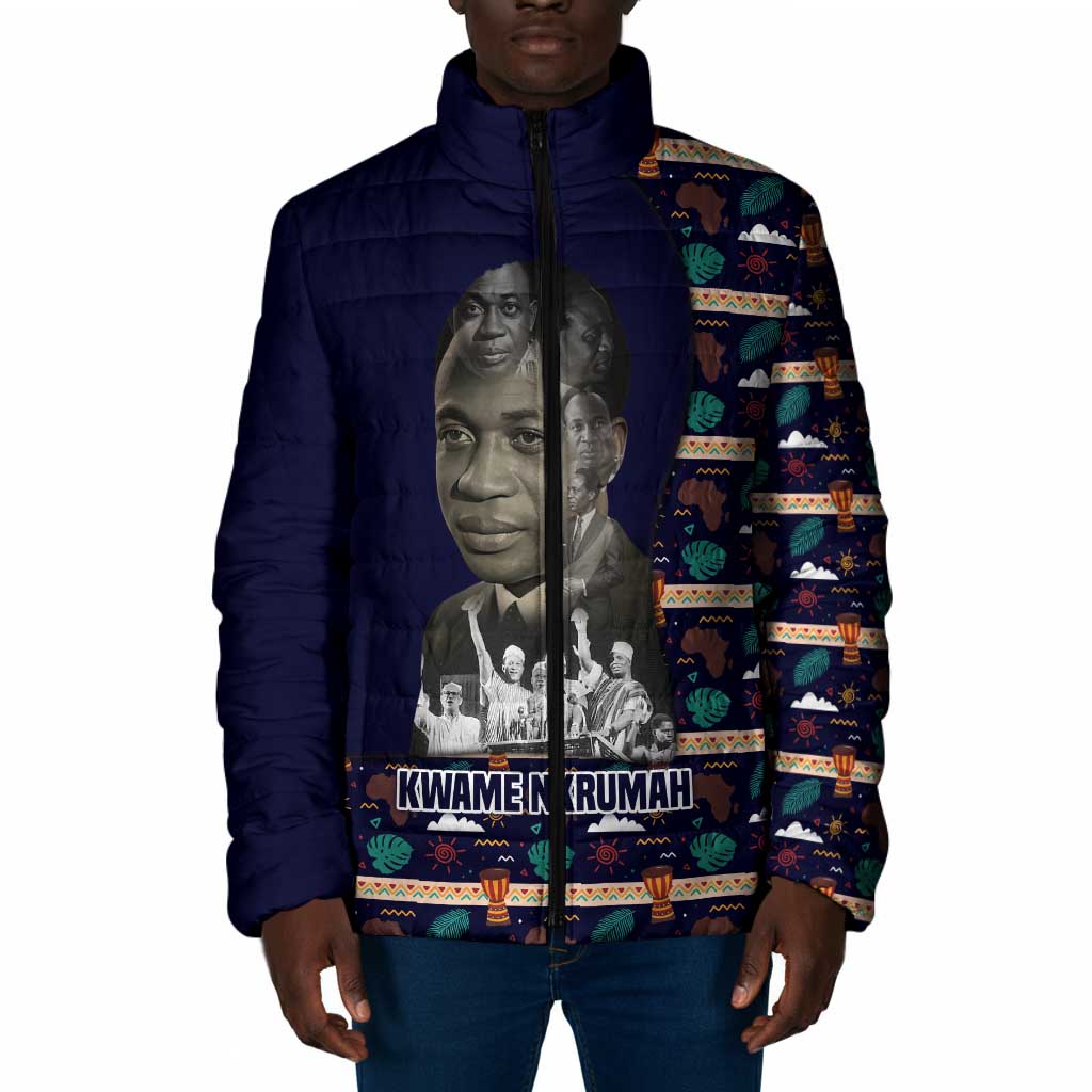 Kwame Nkrumah Padded Jacket Ghana Pan-African Print Design Portrait and Anti-Colonial Legacy Tribute - African Pride