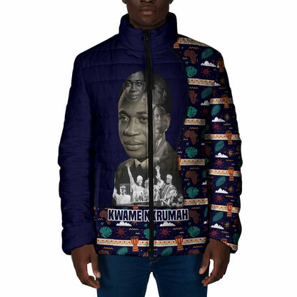 Kwame Nkrumah Padded Jacket Ghana Pan-African Print Design Portrait and Anti-Colonial Legacy Tribute - African Pride
