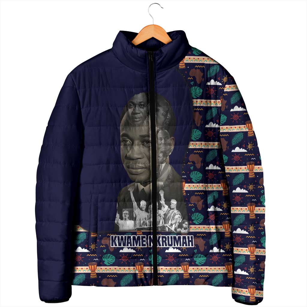 Kwame Nkrumah Padded Jacket Ghana Pan-African Print Design Portrait and Anti-Colonial Legacy Tribute - African Pride