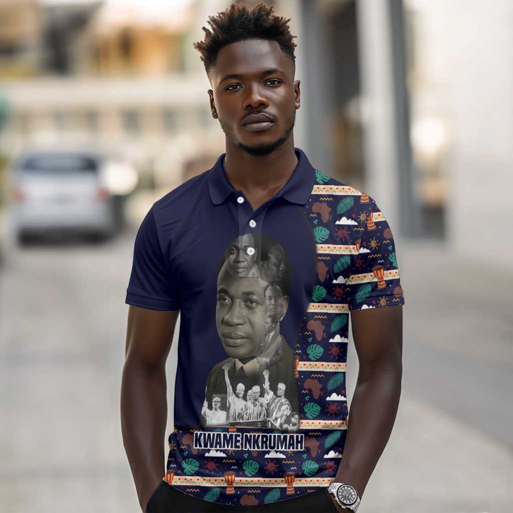 Kwame Nkrumah Polo Shirt Ghana Pan-African Print Design Portrait and Anti-Colonial Legacy Tribute - African Pride