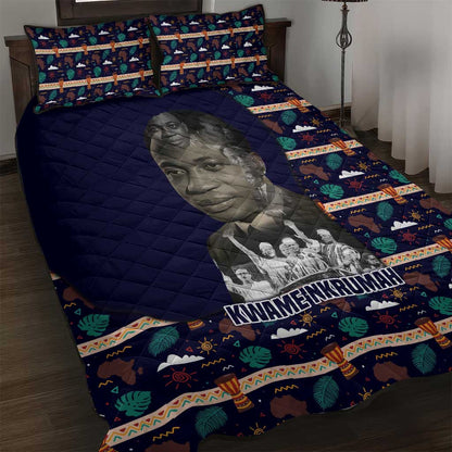 Kwame Nkrumah Quilt Bed Set Ghana Pan-African Print Design Portrait and Anti-Colonial Legacy Tribute - African Pride