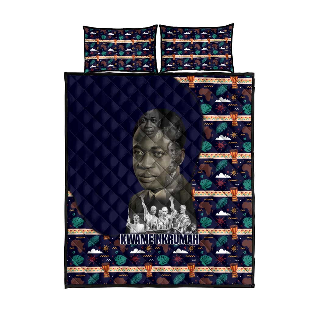 Kwame Nkrumah Quilt Bed Set Ghana Pan-African Print Design Portrait and Anti-Colonial Legacy Tribute - African Pride