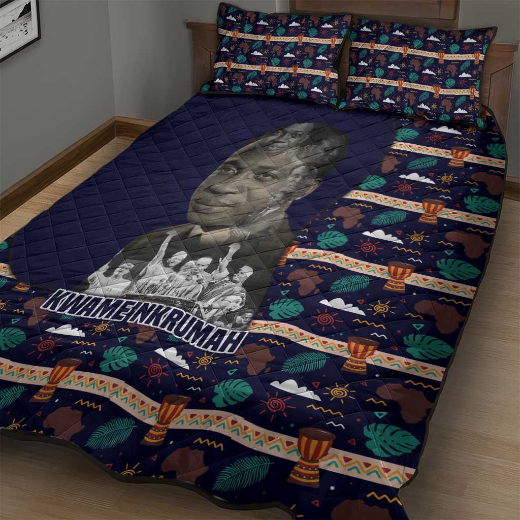 Kwame Nkrumah Quilt Bed Set Ghana Pan-African Print Design Portrait and Anti-Colonial Legacy Tribute - African Pride