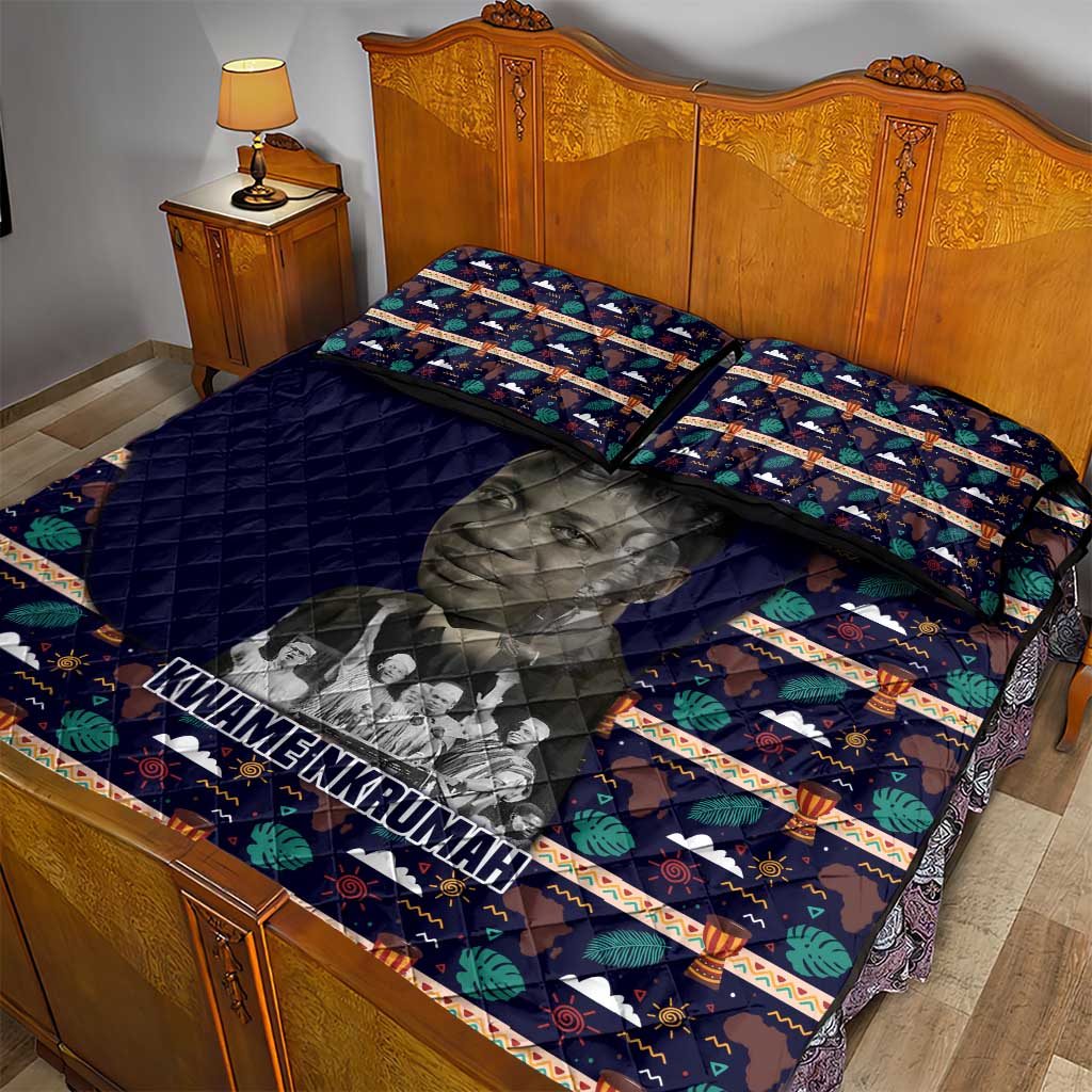 Kwame Nkrumah Quilt Bed Set Ghana Pan-African Print Design Portrait and Anti-Colonial Legacy Tribute - African Pride