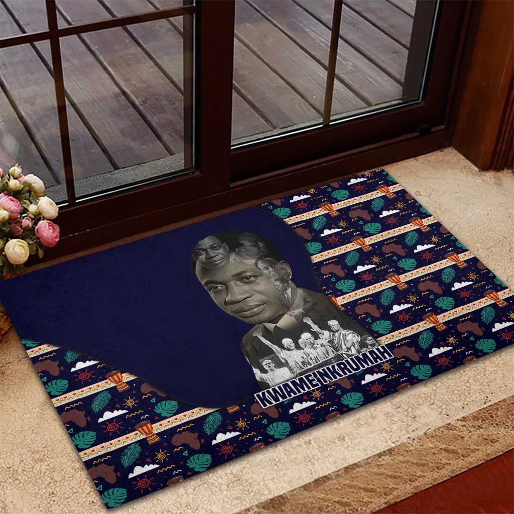 Kwame Nkrumah Rubber Doormat Ghana Pan-African Print Design Portrait and Anti-Colonial Legacy Tribute - African Pride