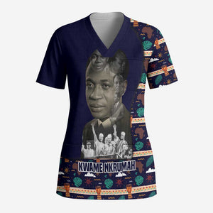 Kwame Nkrumah Scrub Top Ghana Pan-African Print Design Portrait and Anti-Colonial Legacy Tribute - African Pride