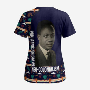 Kwame Nkrumah Scrub Top Ghana Pan-African Print Design Portrait and Anti-Colonial Legacy Tribute - African Pride