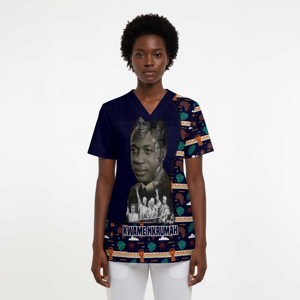 Kwame Nkrumah Scrub Top Ghana Pan-African Print Design Portrait and Anti-Colonial Legacy Tribute - African Pride