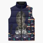 Kwame Nkrumah Sleeveless Puffer Jacket Ghana Pan-African Print Design Portrait and Anti-Colonial Legacy Tribute - African Pride