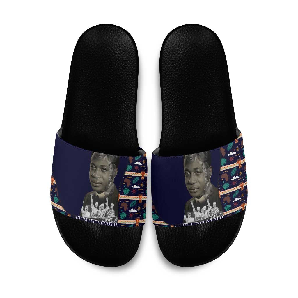 Kwame Nkrumah Slide Sandals Ghana Pan-African Print Design Portrait and Anti-Colonial Legacy Tribute - African Pride