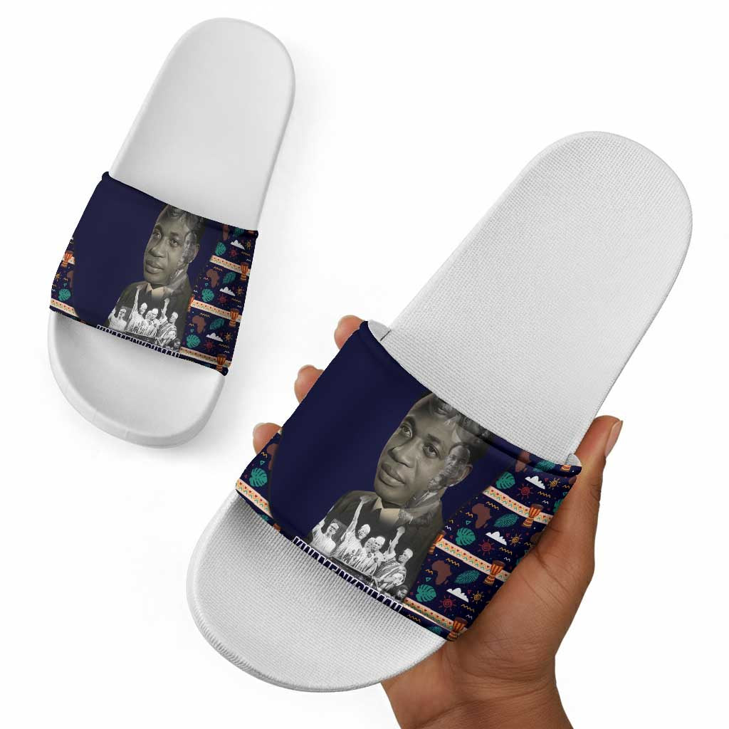Kwame Nkrumah Slide Sandals Ghana Pan-African Print Design Portrait and Anti-Colonial Legacy Tribute - African Pride