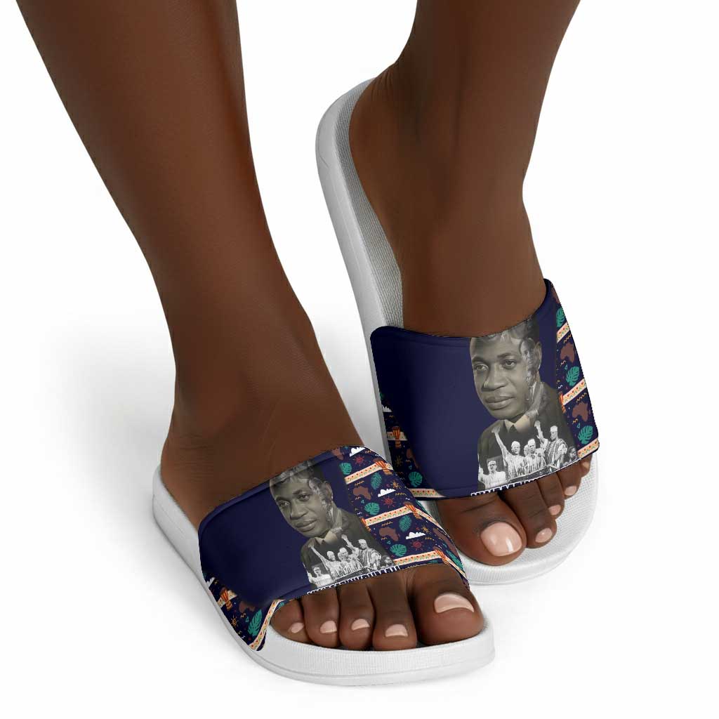 Kwame Nkrumah Slide Sandals Ghana Pan-African Print Design Portrait and Anti-Colonial Legacy Tribute - African Pride