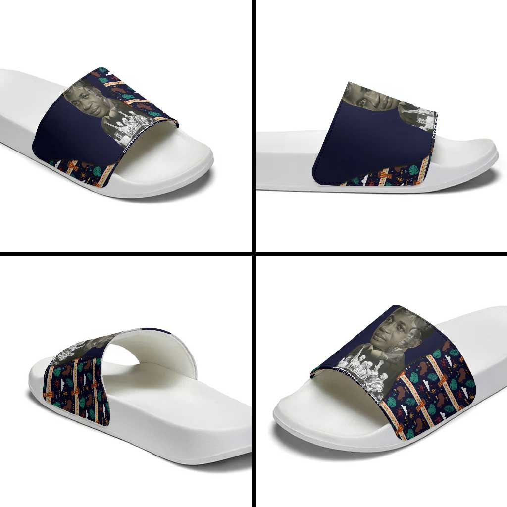 Kwame Nkrumah Slide Sandals Ghana Pan-African Print Design Portrait and Anti-Colonial Legacy Tribute - African Pride