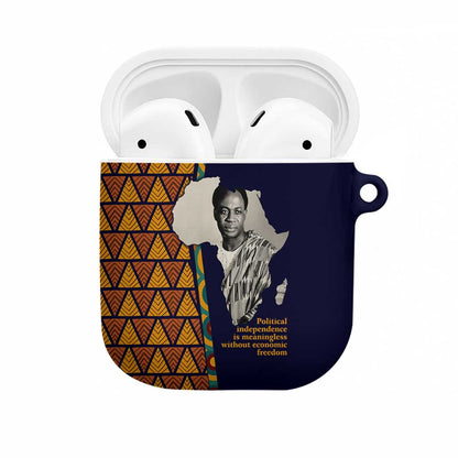 Kwame Nkrumah Ghana AirPods Case African Map Pattern Design and Economic Freedom Quote Tribute - African Pride