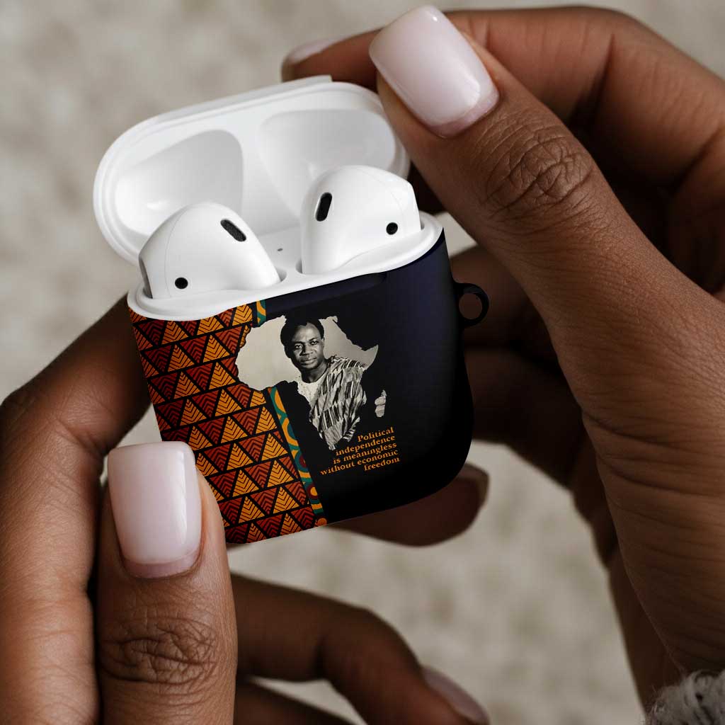 Kwame Nkrumah Ghana AirPods Case African Map Pattern Design and Economic Freedom Quote Tribute - African Pride