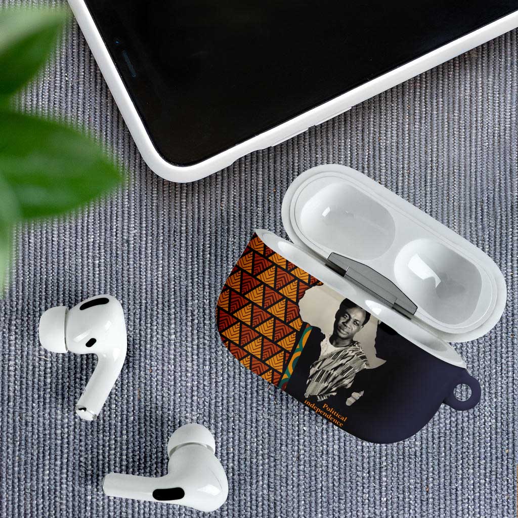 Kwame Nkrumah Ghana AirPods Case African Map Pattern Design and Economic Freedom Quote Tribute - African Pride