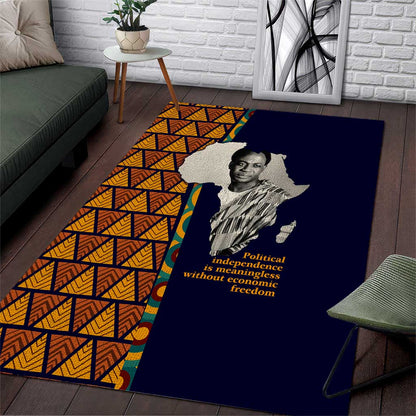 Kwame Nkrumah Ghana Area Rug African Map Pattern Design and Economic Freedom Quote Tribute - African Pride