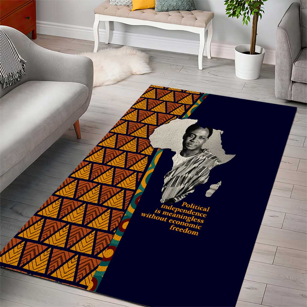 Kwame Nkrumah Ghana Area Rug African Map Pattern Design and Economic Freedom Quote Tribute - African Pride