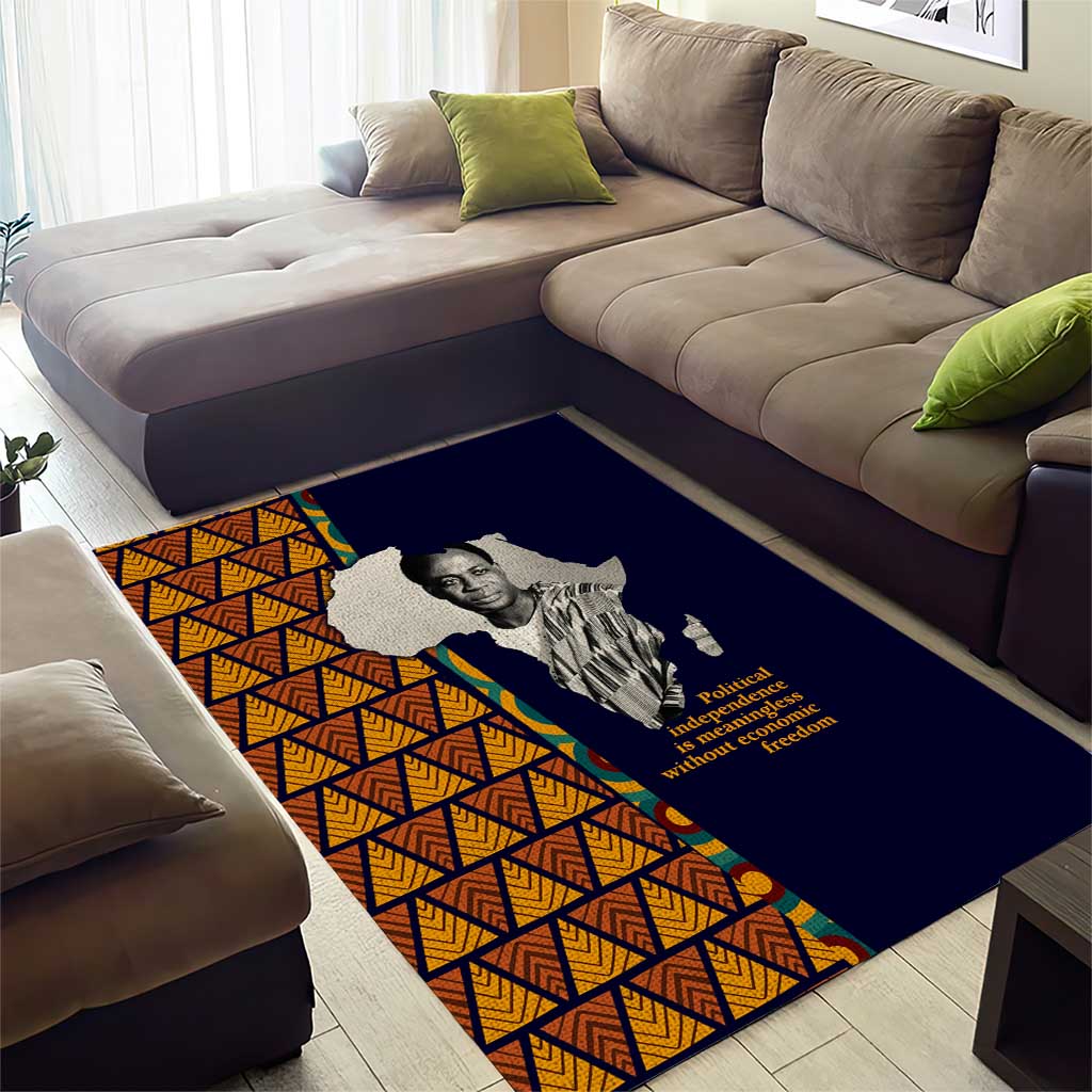 Kwame Nkrumah Ghana Area Rug African Map Pattern Design and Economic Freedom Quote Tribute - African Pride