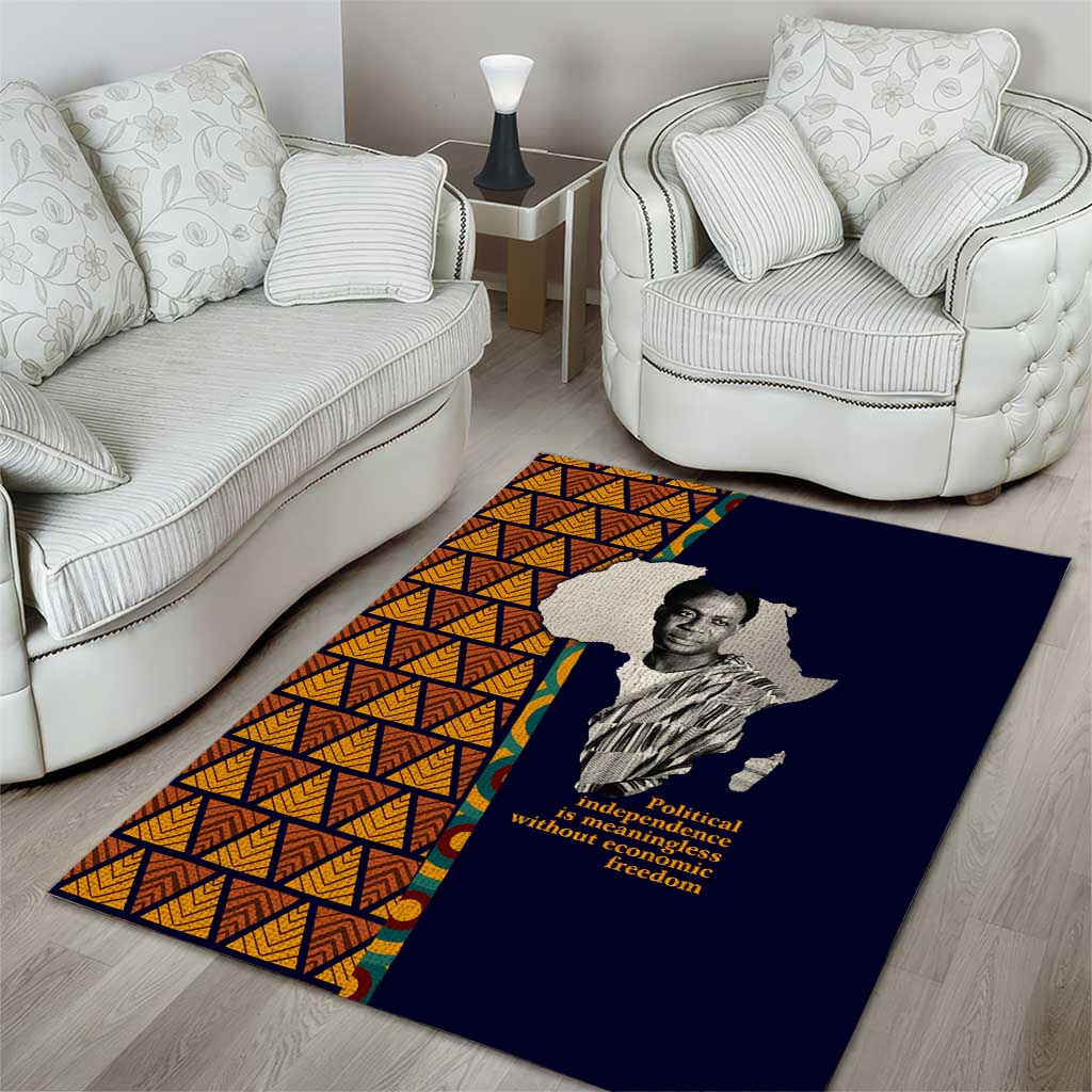 Kwame Nkrumah Ghana Area Rug African Map Pattern Design and Economic Freedom Quote Tribute - African Pride