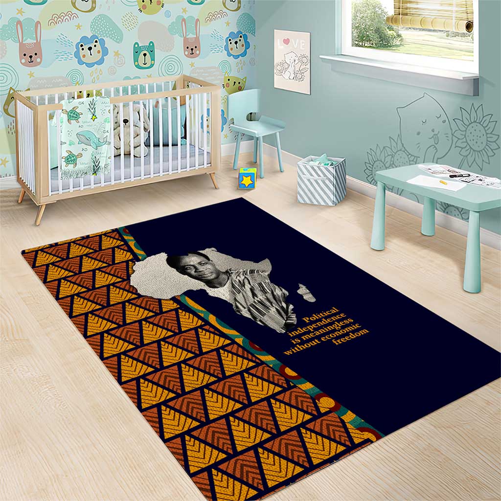 Kwame Nkrumah Ghana Area Rug African Map Pattern Design and Economic Freedom Quote Tribute - African Pride