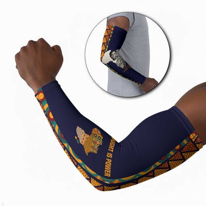 Kwame Nkrumah Ghana Arm Sleeves African Map Pattern Design and Economic Freedom Quote Tribute - African Pride
