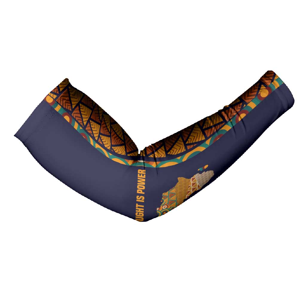 Kwame Nkrumah Ghana Arm Sleeves African Map Pattern Design and Economic Freedom Quote Tribute - African Pride