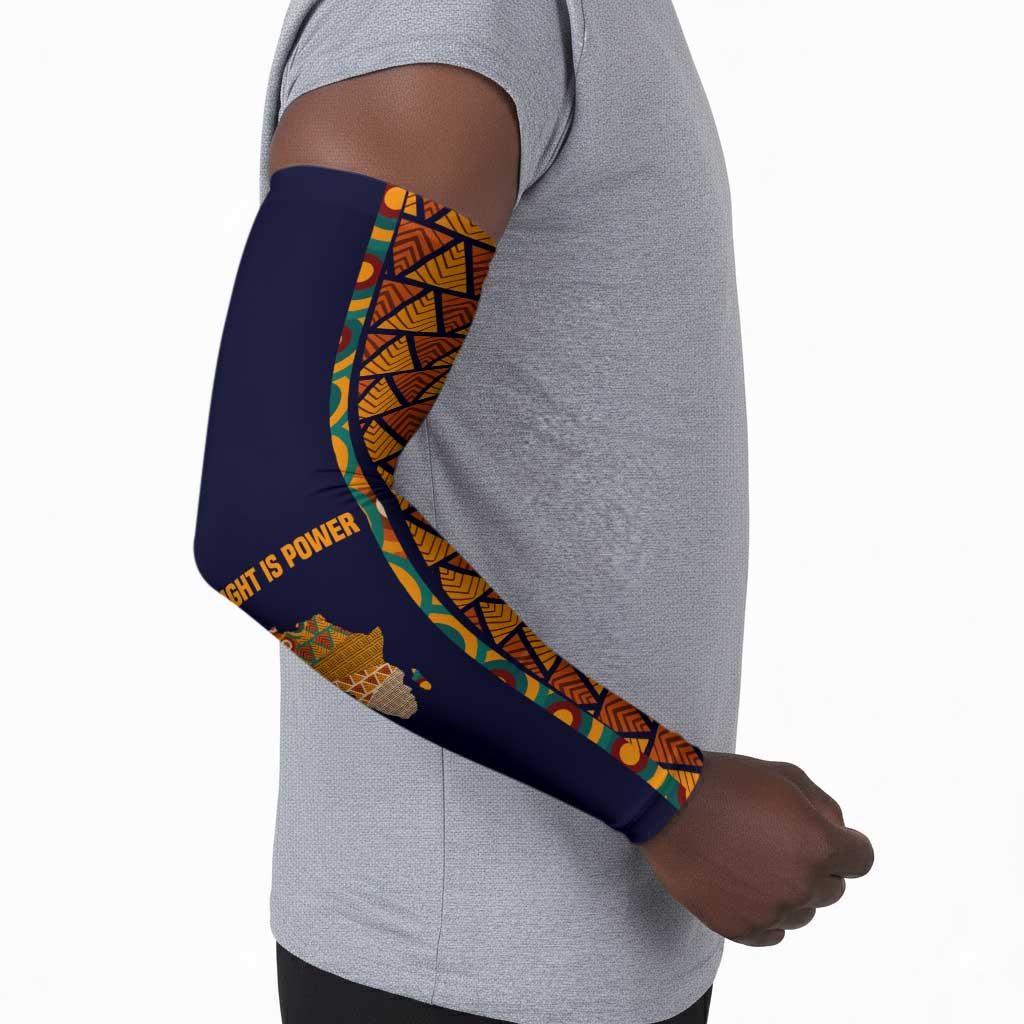 Kwame Nkrumah Ghana Arm Sleeves African Map Pattern Design and Economic Freedom Quote Tribute - African Pride