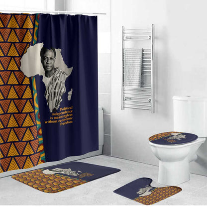 Kwame Nkrumah Ghana Bathroom Set African Map Pattern Design and Economic Freedom Quote Tribute - African Pride