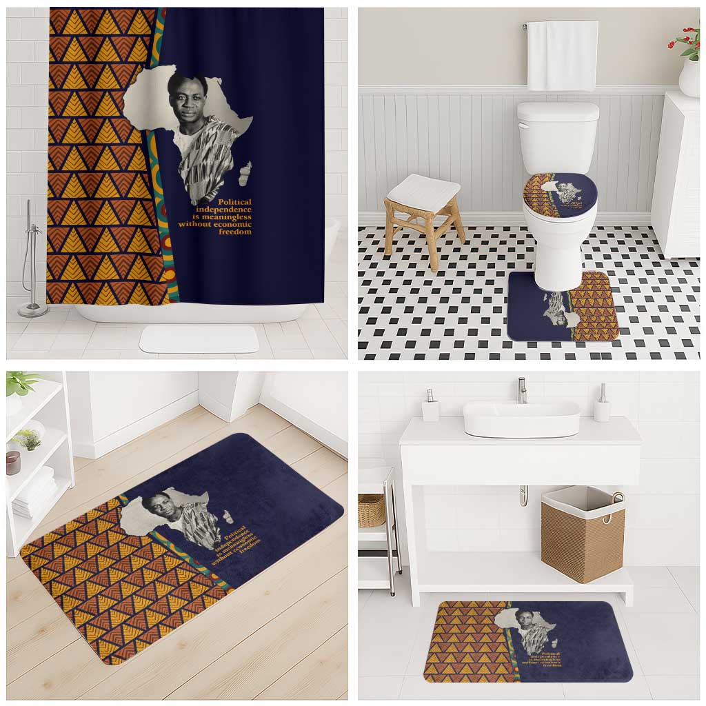Kwame Nkrumah Ghana Bathroom Set African Map Pattern Design and Economic Freedom Quote Tribute - African Pride