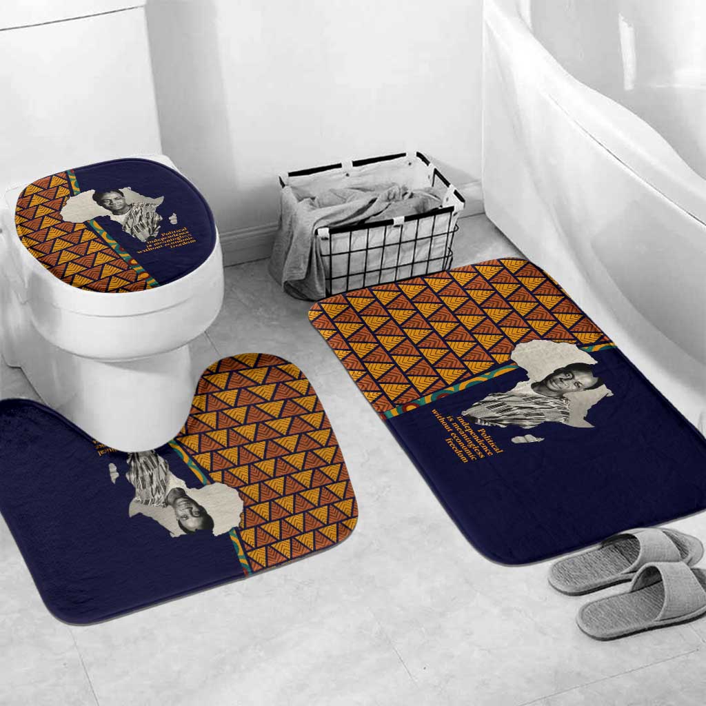 Kwame Nkrumah Ghana Bathroom Set African Map Pattern Design and Economic Freedom Quote Tribute - African Pride