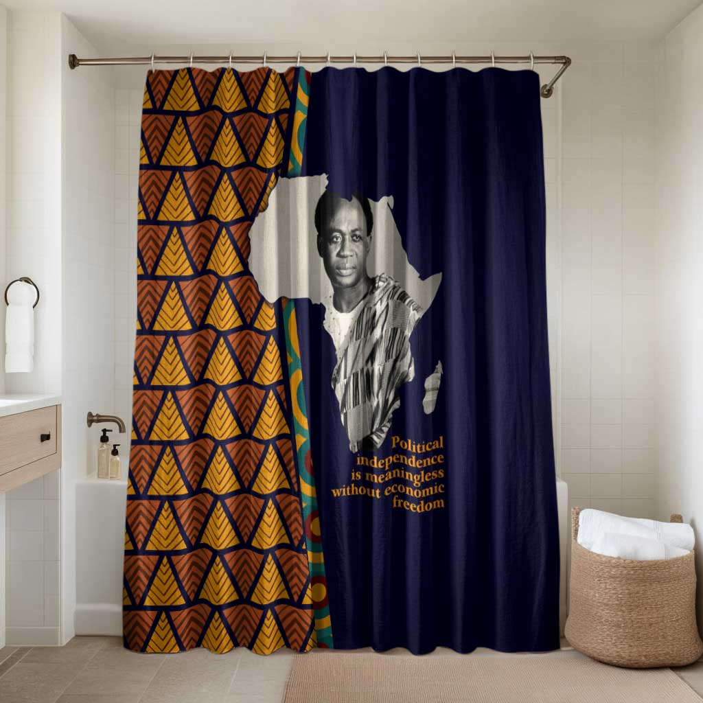 Kwame Nkrumah Ghana Bathroom Set African Map Pattern Design and Economic Freedom Quote Tribute - African Pride
