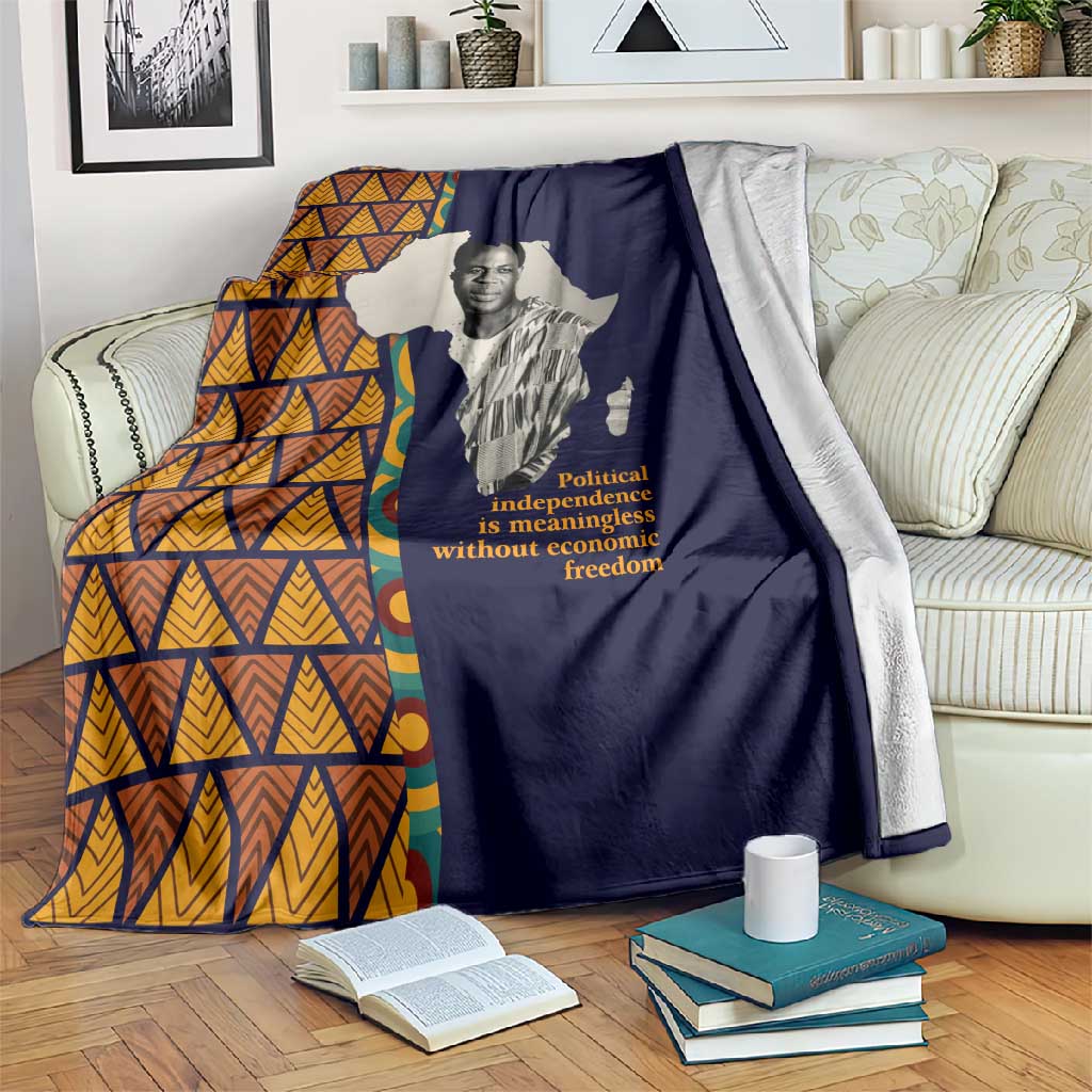 Kwame Nkrumah Ghana Blanket African Map Pattern Design and Economic Freedom Quote Tribute - African Pride