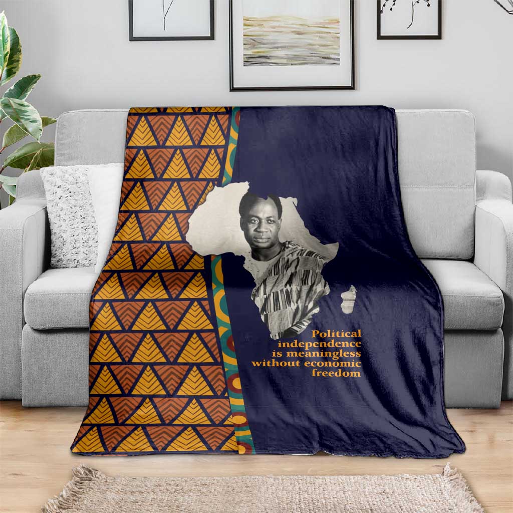 Kwame Nkrumah Ghana Blanket African Map Pattern Design and Economic Freedom Quote Tribute - African Pride