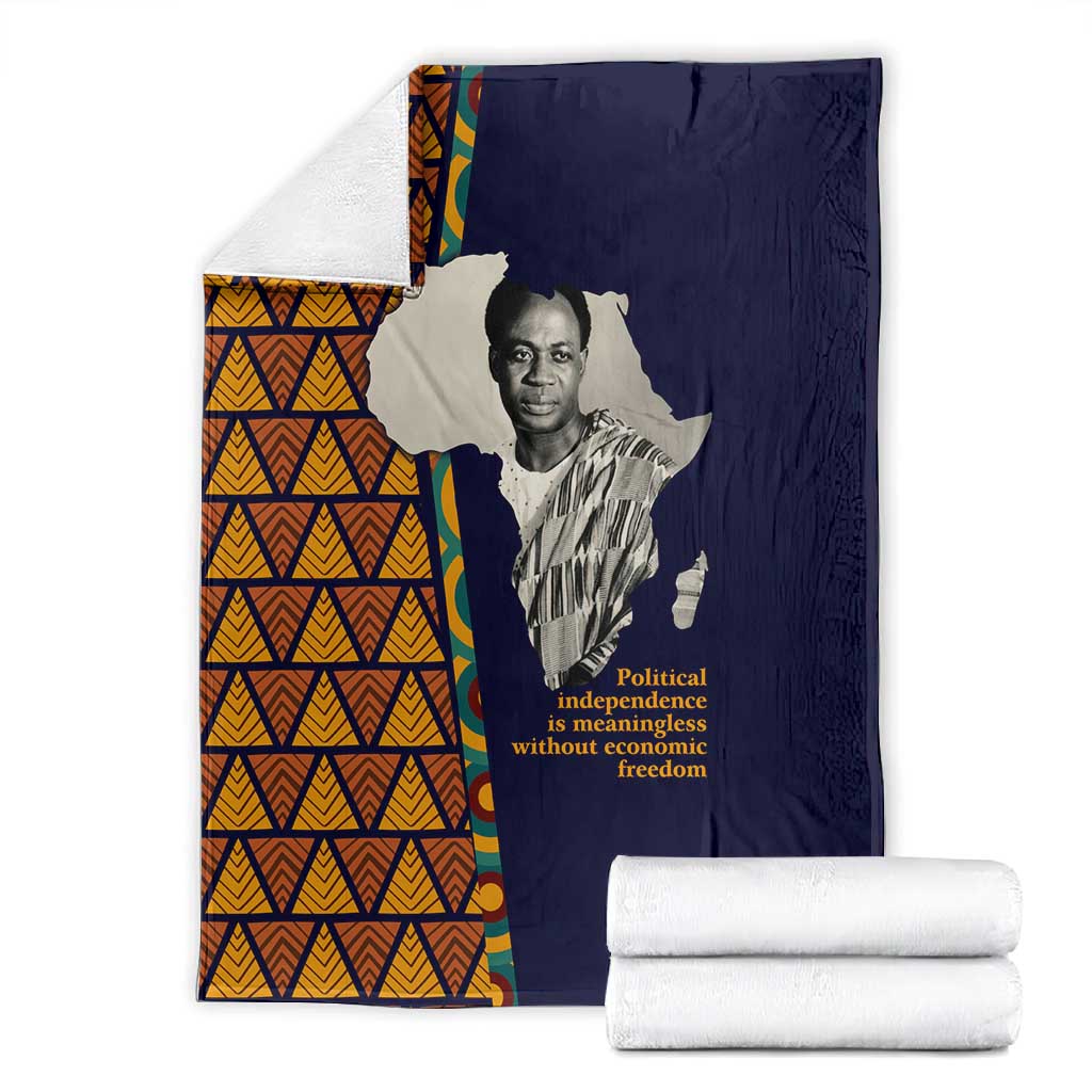 Kwame Nkrumah Ghana Blanket African Map Pattern Design and Economic Freedom Quote Tribute - African Pride