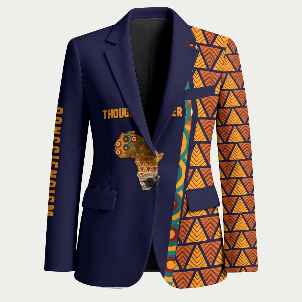 Kwame Nkrumah Ghana Blazer African Map Pattern Design and Economic Freedom Quote Tribute - African Pride