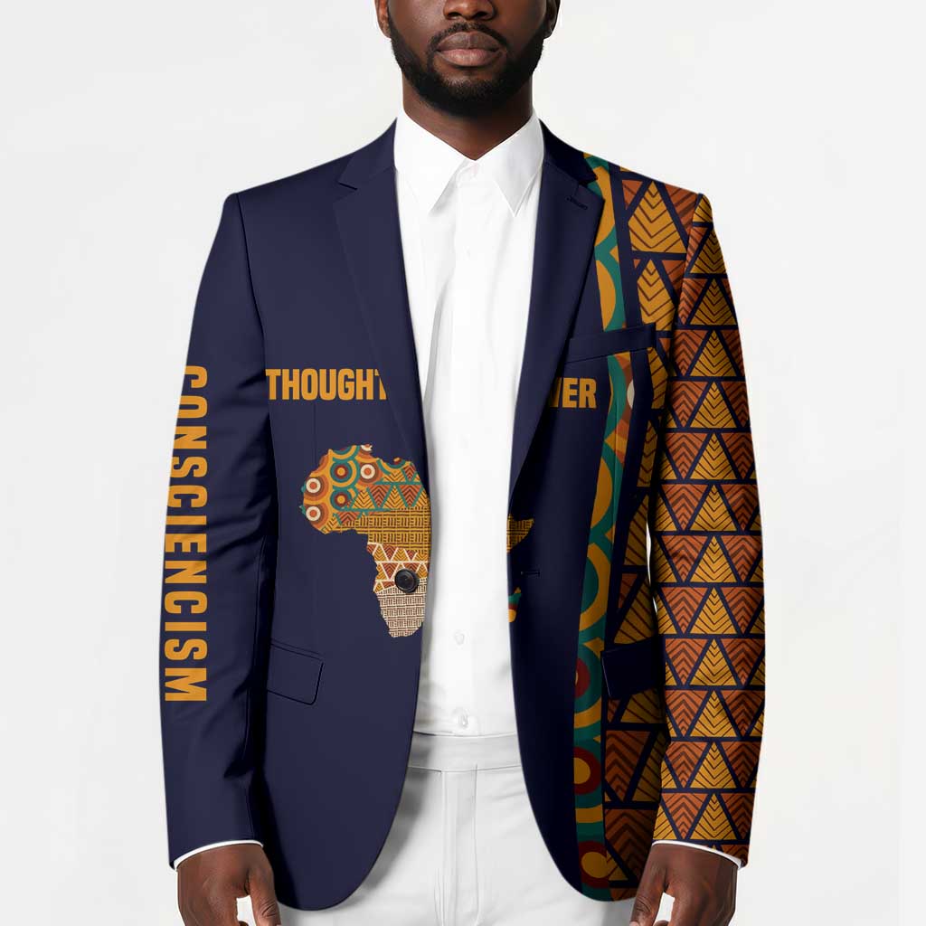 Kwame Nkrumah Ghana Blazer African Map Pattern Design and Economic Freedom Quote Tribute - African Pride