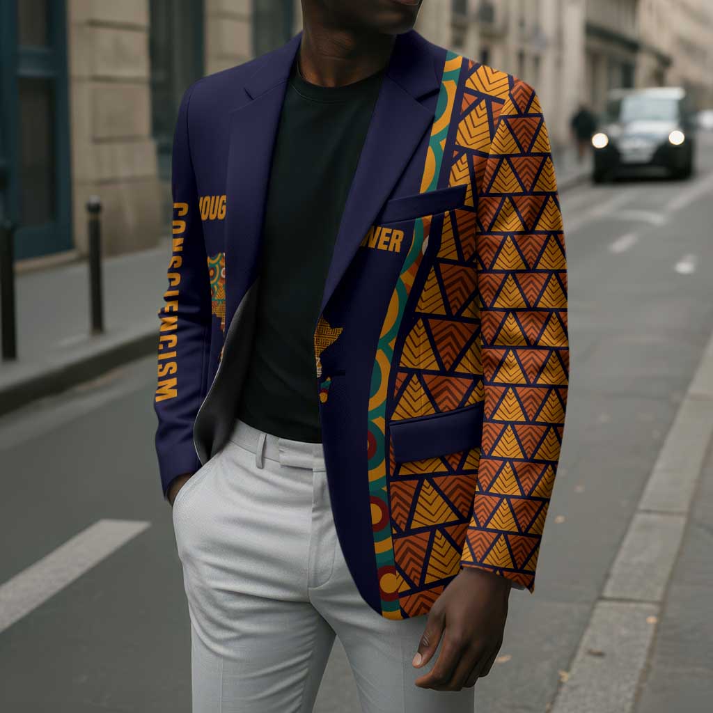 Kwame Nkrumah Ghana Blazer African Map Pattern Design and Economic Freedom Quote Tribute - African Pride