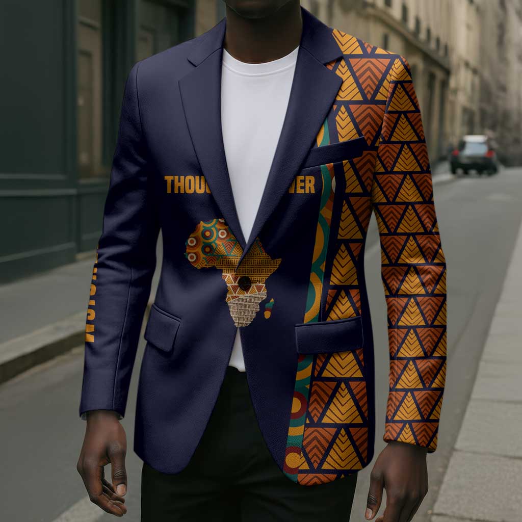 Kwame Nkrumah Ghana Blazer African Map Pattern Design and Economic Freedom Quote Tribute - African Pride