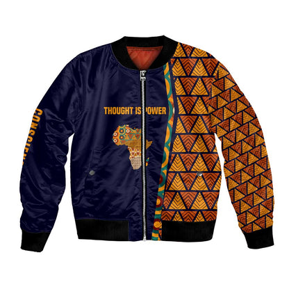 Kwame Nkrumah Ghana Bomber Jacket African Map Pattern Design and Economic Freedom Quote Tribute - African Pride