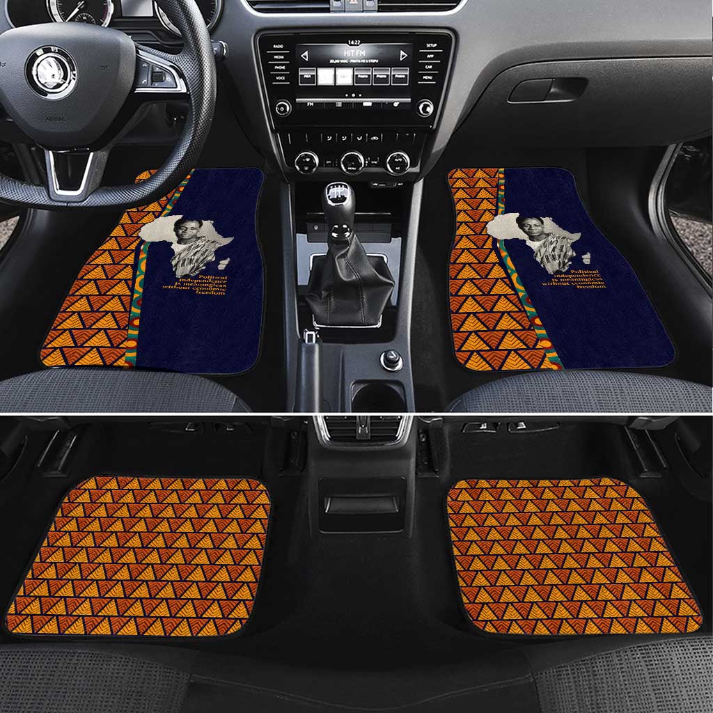 Kwame Nkrumah Ghana Car Mats African Map Pattern Design and Economic Freedom Quote Tribute - African Pride