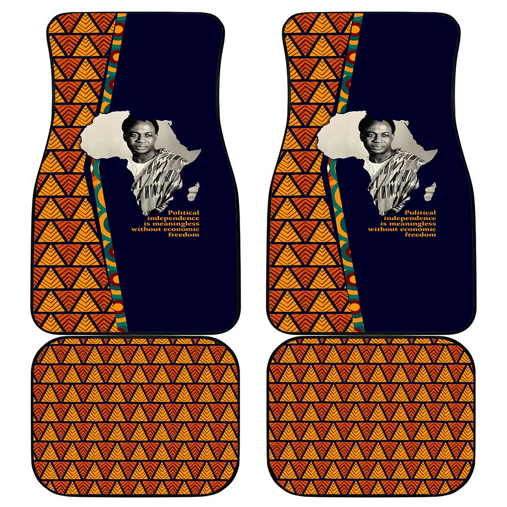 Kwame Nkrumah Ghana Car Mats African Map Pattern Design and Economic Freedom Quote Tribute - African Pride