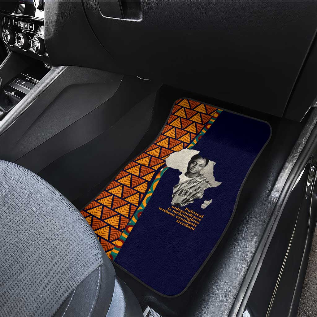 Kwame Nkrumah Ghana Car Mats African Map Pattern Design and Economic Freedom Quote Tribute - African Pride