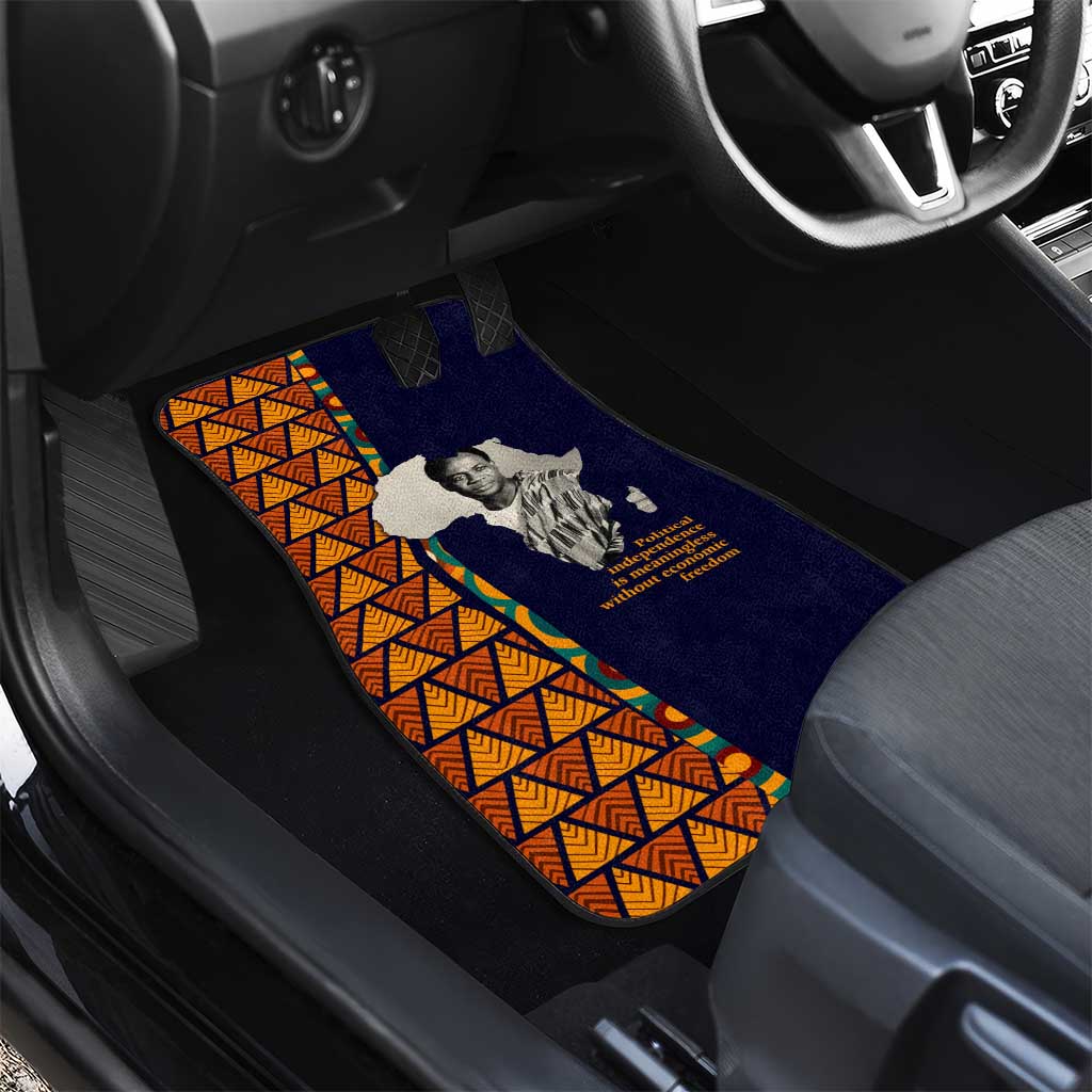 Kwame Nkrumah Ghana Car Mats African Map Pattern Design and Economic Freedom Quote Tribute - African Pride
