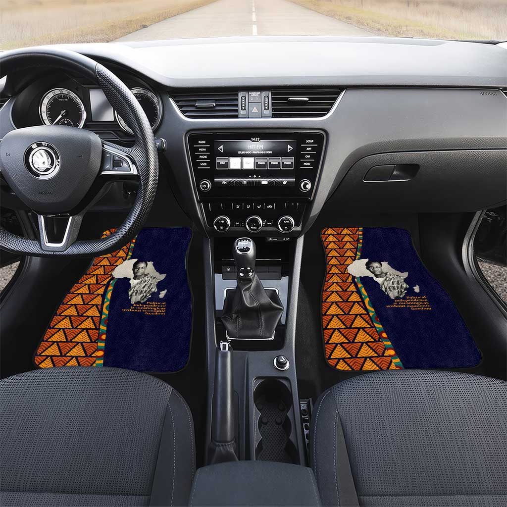 Kwame Nkrumah Ghana Car Mats African Map Pattern Design and Economic Freedom Quote Tribute - African Pride