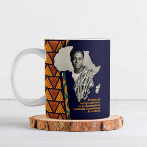 Kwame Nkrumah Ghana Ceramic Mug African Map Pattern Design and Economic Freedom Quote Tribute - African Pride
