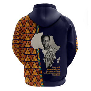 Kwame Nkrumah Ghana Hoodie African Map Pattern Design and Economic Freedom Quote Tribute - African Pride