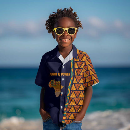 Kwame Nkrumah Ghana Kid Hawaiian Shirt African Map Pattern Design and Economic Freedom Quote Tribute - African Pride