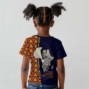 Kwame Nkrumah Ghana Kid T shirt African Map Pattern Design and Economic Freedom Quote Tribute - African Pride