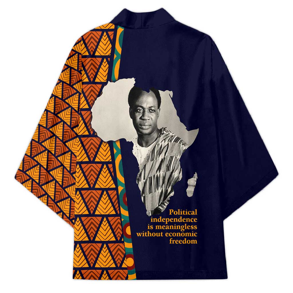 Kwame Nkrumah Ghana Kimono African Map Pattern Design and Economic Freedom Quote Tribute - African Pride